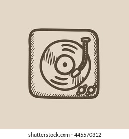 Turntable vector sketch icon isolated on background. Hand drawn Turntable icon. Turntable sketch icon for infographic, website or app.