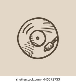 Turntable vector sketch icon isolated on background. Hand drawn Turntable icon. Turntable sketch icon for infographic, website or app.