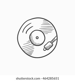Turntable vector sketch icon isolated on background. Hand drawn Turntable icon. Turntable sketch icon for infographic, website or app.