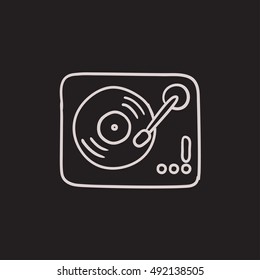 Turntable vector sketch icon isolated on background. Hand drawn Turntable icon. Turntable sketch icon for infographic, website or app.