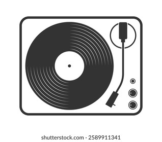 Turntable vinyl graphic icon. Vinyl player sign isolated on white background. Vector illustration