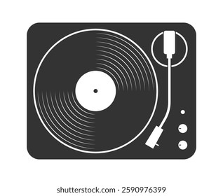 Turntable vinyl graphic icon. Vinyl player sign isolated on white background. Vector illustration