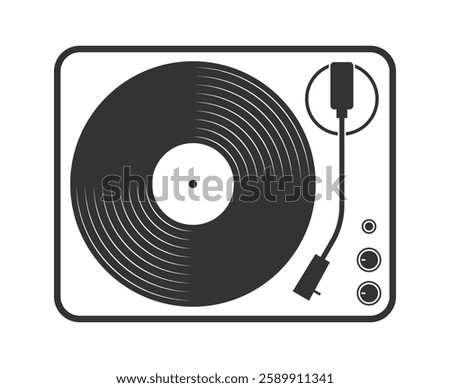 Turntable vinyl graphic icon. Vinyl player sign isolated on white background. Vector illustration
