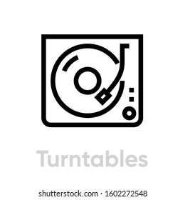 Turntable Vinyl icon. Editable stroke