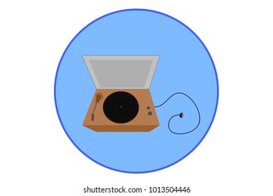 turntable vinyl. media player-retro. Sign, icon. Vector illustration.