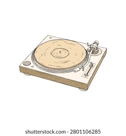 Turntable with vinyl platter tonearm and needle