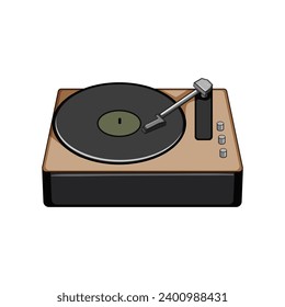 turntable vinyl player cartoon. retro dj, gramophone old, vintage song turntable vinyl player sign. isolated symbol vector illustration