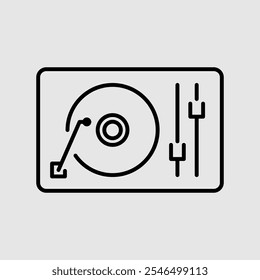 Turntable Vinyl Player Happy Birthday Line Icon