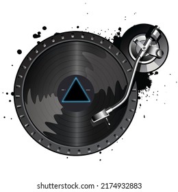 Turntable Vinyl Record Design vector illustration transparent Dark Side of the T-shirt design