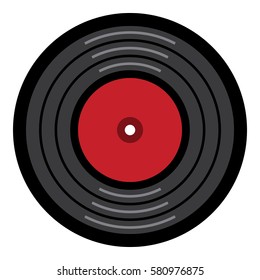 Turntable vinyl record player flat style icon DJ music on white background