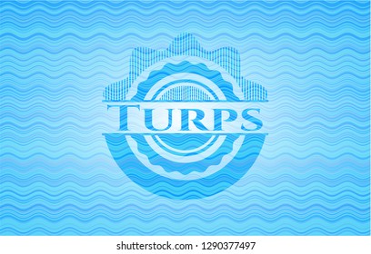 Turps light blue water style emblem.