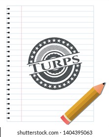 Turps pencil strokes emblem. Vector Illustration. Detailed.