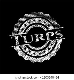 Turps written on a chalkboard