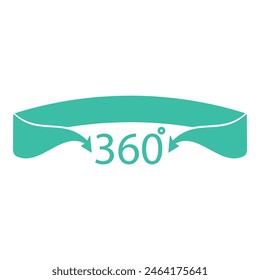Turquoise 360 degree view icon with white background, isolated panorama circular virtual reality symbol graphic illustration design