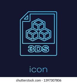 Turquoise 3DS file document icon. Download 3ds button line icon isolated on blue background. 3DS file symbol. Vector Illustration