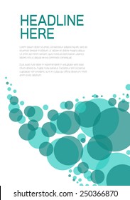 Turquoise abstract background with a many colored circles 
