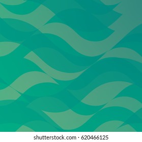 Turquoise Abstract Background with Shapes of Waves. Vector Backdrop with Motion of Water