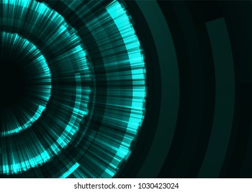 turquoise abstract circle eye radar, digital overlap layer line, technology background, vector illustration
