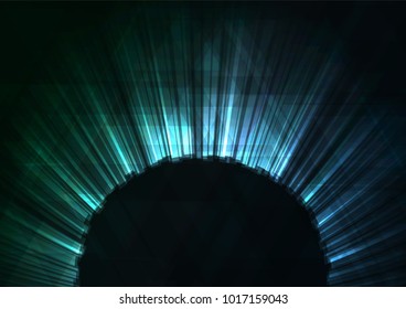 turquoise abstract firework with triangle overlap background, circle layer bloom line, technology geometric background, vector illustration