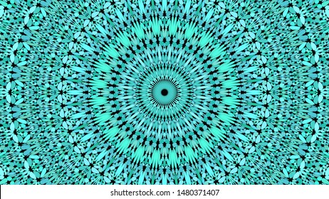 Turquoise abstract floral mosaic mandala pattern wallpaper - oriental vector design