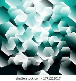 Turquoise abstract hexagon geometric vector background