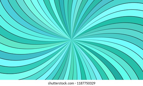Turquoise abstract hypnotic striped spiral background design - vector graphic with curved rays