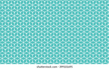 Turquoise abstract isometric pattern - repeat flowers, triangular matrix structure. Good for textile, t-shirt design, web and print template, background, cover, poster, label.