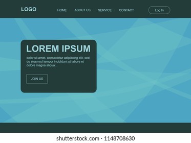 turquoise abstract landing page, vector template
