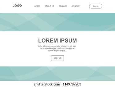 turquoise abstract landing page, vector template