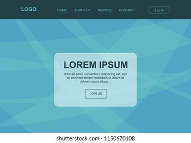turquoise abstract landing page, vector template