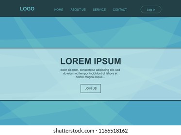 turquoise abstract landing page, vector template