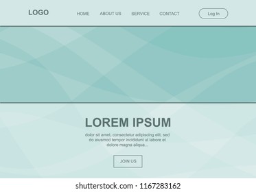 turquoise abstract landing page, vector template