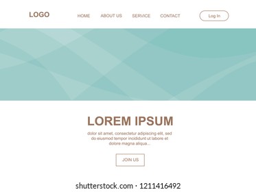 turquoise abstract landing page, vector template
