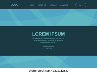 turquoise abstract landing page, vector template