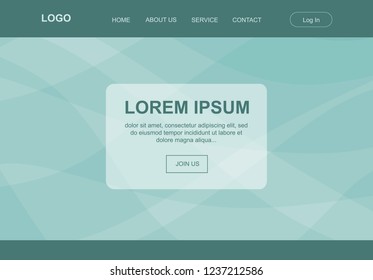 turquoise abstract landing page, vector template