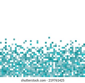 A turquoise abstract pixel art style vector background over white