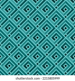 TURQUOISE ABSTRACT SEAMLESS PATTERN WITH SQUARE SPIRALS IN VECTOR