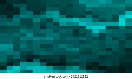 Turquoise abstract square pixel mosaic background. Vector illustration. - Vector