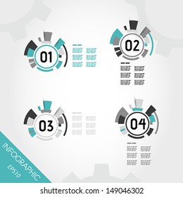 turquoise abstract technical infographic rings with numbers. infographic concept.