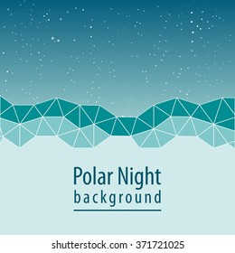 Turquoise abstract template. Winter night or seascape in polygonal style.