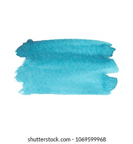 Turquoise abstract watercolor brush strokes painted background. Texture paper. Vector illustration.