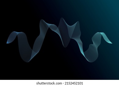 Líneas de onda abstractas turquesa simulando un fluido dinámico sobre un fondo negro para la tecnología, la música, la ciencia y el mundo digital