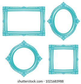 turquoise antique frame. vector illustrations.