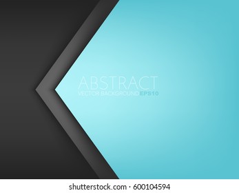 Turquoise arrow concept background overlap triangle black layer and space for text and message design , vector