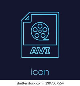 Turquoise AVI file document icon. Download avi button line icon isolated on blue background. AVI file symbol. Vector Illustration