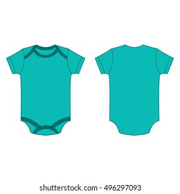 turquoise  baby bodysuit romper vector isolated front and back