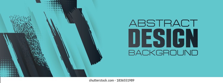 banner de fondo turquesa diseño abstracto pinza cepas de pincel. marco de diseño amarillo creativo para texto de título. formulario gráfico para volante, tarjeta, folleto, banner