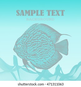Turquoise background with fish. Vector illustration