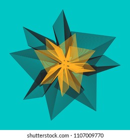 Turquoise background with flower. Geometric abstraction. Vector illustration