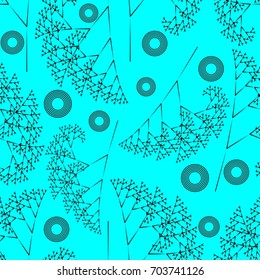 Turquoise background with fractal inspired line branch patterns, seamless vector background, vector EPS 10